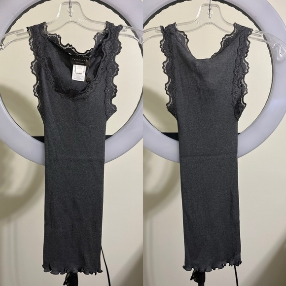 NWT Rosemunde Babette Silk Tank S Dark Grey Lace Trim - Picture 5 of 13